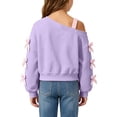 thumbnail image 6 of BLVB Girls off the Shoulder Sweatshirt Cute Long Sleeve Crop Pullover Tops Bowknot Fall Fashion Clothes for Teen Girls(Purple,14-15 Years), 6 of 6