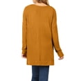 thumbnail image 3 of J. METHOD Women’s Knit Sweater Long Sleeve V-Neck Thermal Waffle Warm Casual Tunic Pullover Side Slit Knitted Top NEWT395 Desert Mustard L, 3 of 5