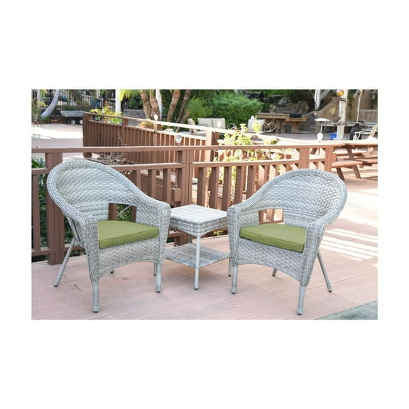 Jeco Clark 3 Piece Wicker Patio Conversation Set in Gray and Brick Red