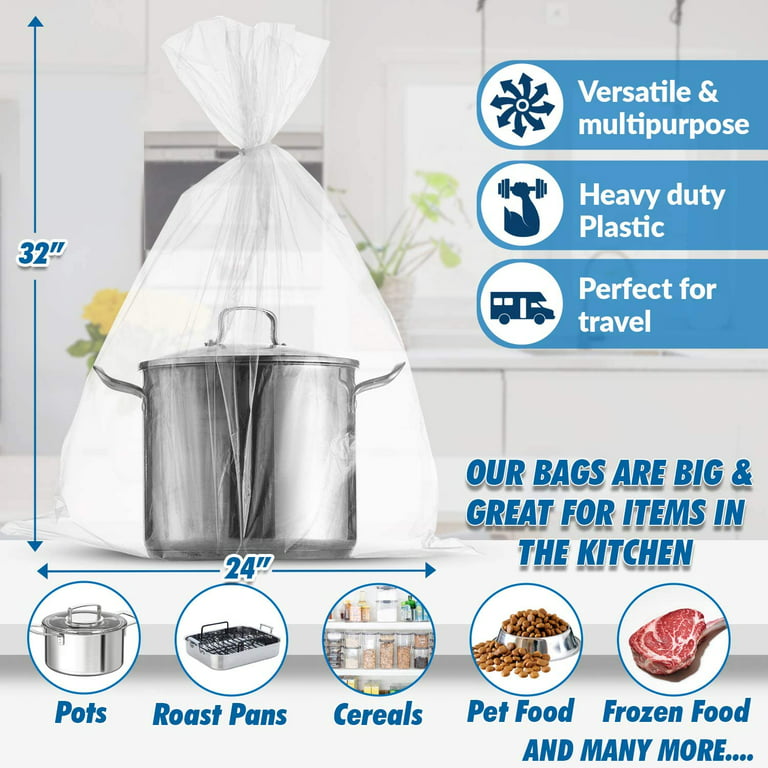 Food Storage Bags - 5 Gallon Bucket Liner Bags - Pack of 24