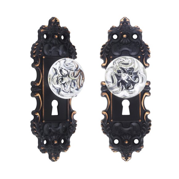 Paquete de 2 pomos de puerta vintage CEYMIO Crystal Glass Bronze