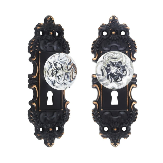 Paquete de 2 pomos de puerta vintage CEYMIO Crystal Glass Bronze