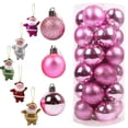 thumbnail image 5 of Adornos de bolas de Navidad, paquete de 24, 3 cm/4 cm, bolas de Navidad, Papá Noel, adornos colgantes para árbol de Navidad combinados, color rosa y verde, 5 of 5