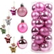 thumbnail image 5 of Adornos de bolas de Navidad, paquete de 24, 3 cm/4 cm, bolas de Navidad, Papá Noel, adornos colgantes para árbol de Navidad combinados, color rosa y verde, 5 of 5