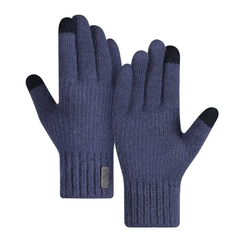 Winter Knit Gloves Touchscreen Warm Thermal Soft Lining Elastic Cuff Texting Anti-Slip for Men Cycling Ski Gloves Mittens
