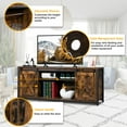 thumbnail image 3 of Ktaxon Farmhouse TV Stand for 65'' TVs, Rustic Natural Brown Entertainment Center, Barn Doors TV Cabinet with Storage Cubes Furniture, 3 of 8