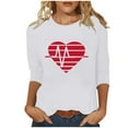 thumbnail image 2 of Wowcloth Ladies' Hearted-Printed Round Neck Three Quarter Sleeve 3/4 Sleeve T-shirt Loose, 2 of 4