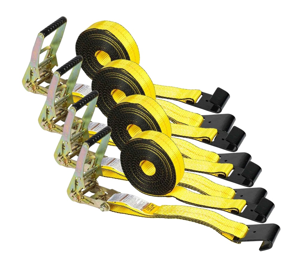 2 X 10 Tire Block Strap Pack With Twisted Snap Hook Ends - Black