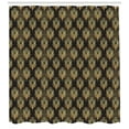 thumbnail image 3 of Art Deco Shower Curtain, Jazz Era Inspired Vertically Aligned Peacock Feather Drawing Style, Fabric Bathroom Set with Hooks, 69W X 84L Inches Extra Long, Pale Orange and Dark Brown, by Ambesonne, 3 of 3