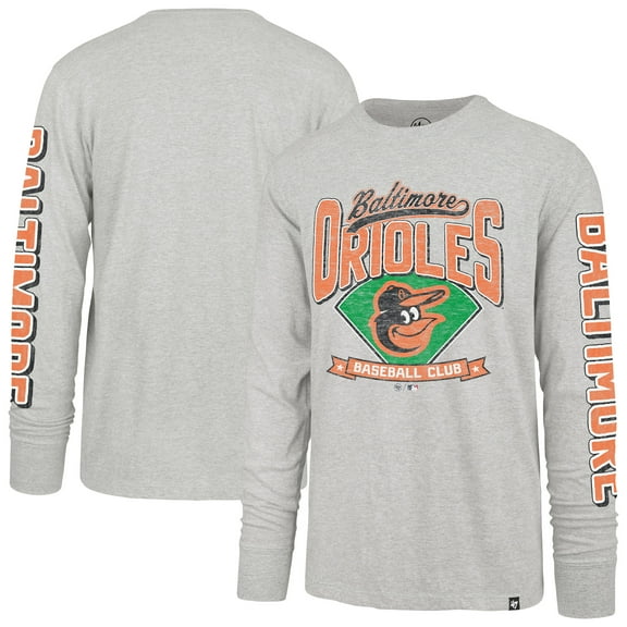 Men's-'47 Gray Baltimore Orioles Big & Tall Distressed Franklin Long Sleeve T-Shirt