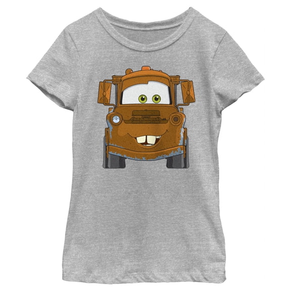Girl's Cars Mater Big Face  Graphic Tee Athletic Heather Large