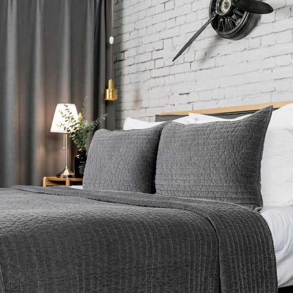 Edredón ELEGANT LIFE HOME Velvet Queen gris oscuro 210x230 cm