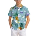 thumbnail image 5 of JUMEYU Kids Hawaiian Shirt Boys Short Sleeve Shirt Lightweight Fabric Outdoor Size 9-10 (Dark Green,9-10 Years), 5 of 7