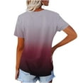 thumbnail image 3 of JUNWELL Plus Size Ombre T-Shirts for Women 2024 V Neck Tops Contrast Gradient Color Basic Tees Raglan Wide Short Sleeve Shirts Summer Fashion Breathable Loose Fit Flowy Casual Blouse Army, 3 of 5