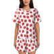 thumbnail image 1 of Balery Cartoon Strawberry Conjunto de Pijama para Mujer con Estampado, Dos Piezas de Manga Corta y Shorts, Ropa de Dormir Suave con Cuello Redondo y Bolsillos-X-Large, 1 of 6