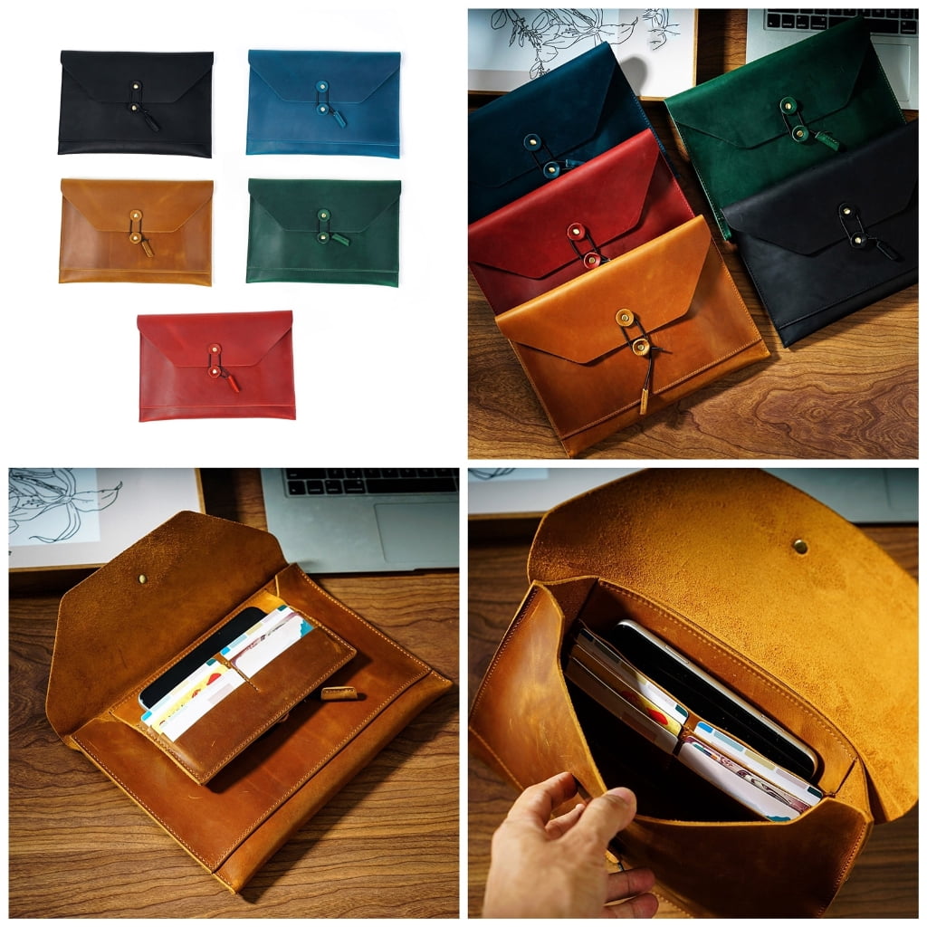 PU Leather File Folder with Multiple Card Slot, String Closure Document Holder