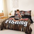 thumbnail image 3 of Feelyou Country Fishing Animal Twin Bedding Sets for Men Boys, Rustic Wooden Cabin Bedding Comforter Set, Brown, Black Reversible, 7pcs, 3 of 7