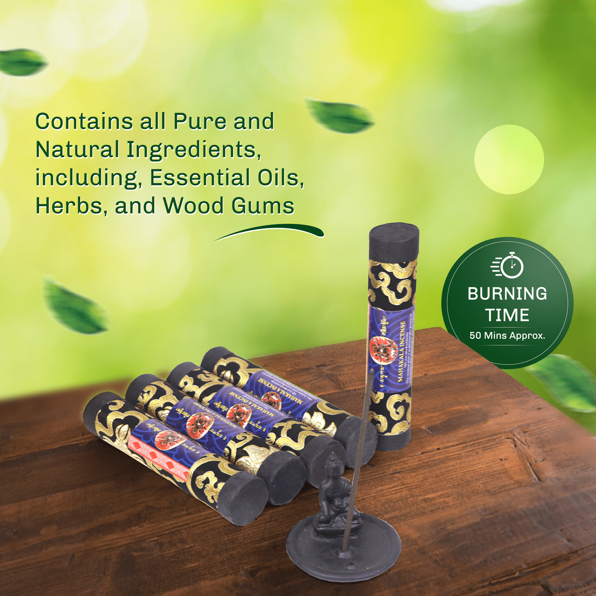Lamatar1 Collection Tibetan Mahakala Stick Incense, Handmade in Nepal, Set of 5
