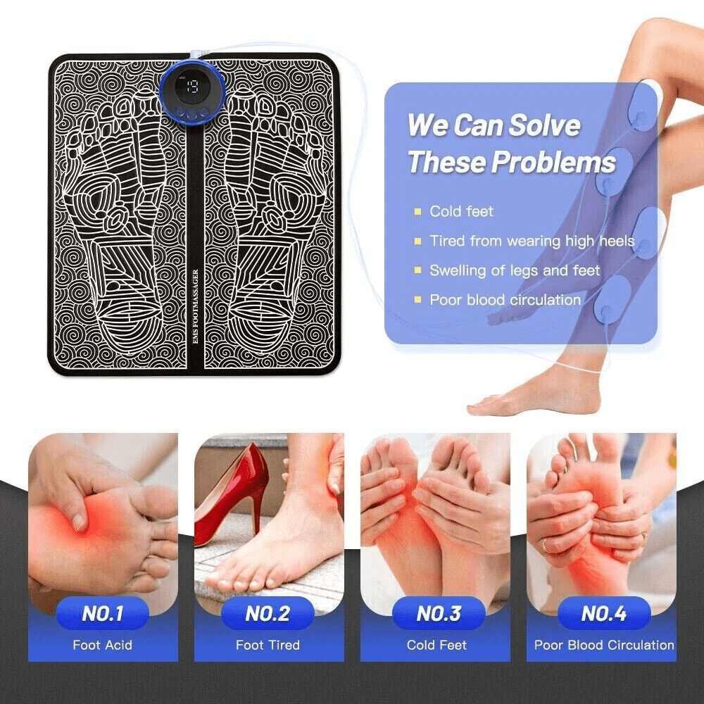 Electric Foot Massager Pad Blood Circulation Muscle Stimulator Mat 19 Levels and 8 Modes-Massage Mat