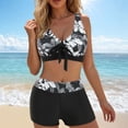 thumbnail image 2 of GEWSEY Women Two Piece Swimsuit with Boy Shorts - Modest Swimming Suits High Waisted Bathing Suits Bikini Set (Black, S), 2 of 9