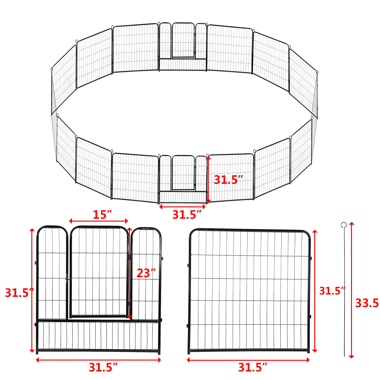 confote 16 Panel 32-inch Dog Playpen Foldable Puppy Exercise Pen Outdoor Indoor Pet Fence Barrier Kennel for Dogs Cats Rabbits