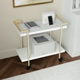 thumbnail image 3 of Martha Stewart Liam 2-Tier Mobile Office Storage Cart, White/Polished Brass, 3 of 13
