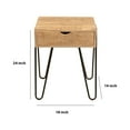 thumbnail image 5 of 1 Drawer Wooden Side Table with Metal Hairpin Legs, Brown and Black- Saltoro Sherpi, 5 of 5