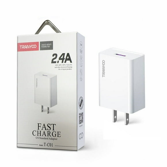 Wall Charger TRANYOO Quick Charge QC 2.4A Universal Super Fast USB 18W for Galaxy S20 S21 S22 S8 S9 S10 S10e Plus Note 8 9 10 20 A5 A8, A A71 Cell Phone Charging Adapter Wall Plug