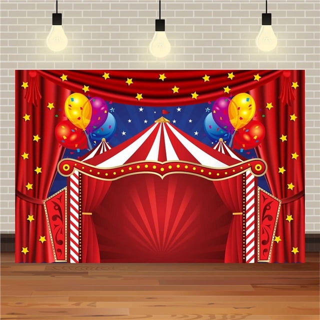 Cheapark Carnival Circus Photography Backdrop Red Tent Curtain Circus Stage Theme Photo Background