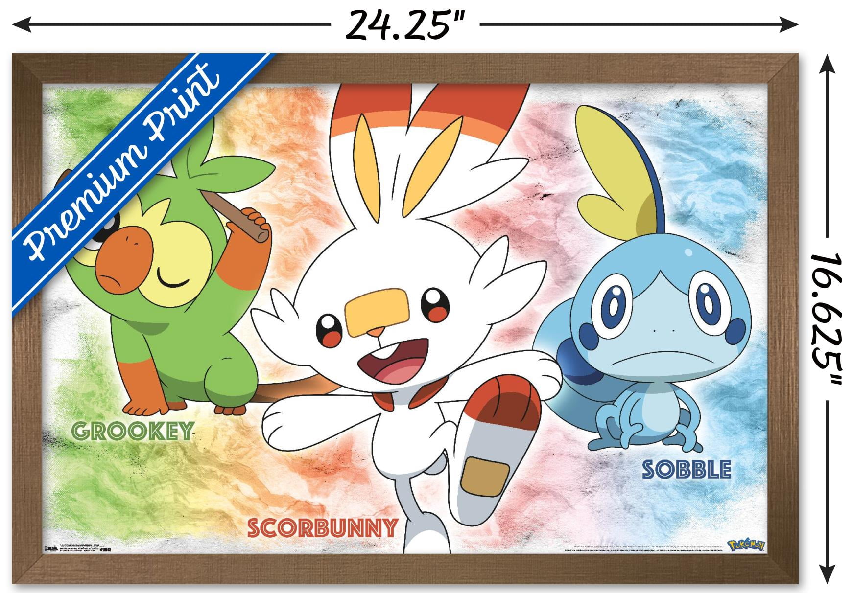Pokemon: Sword and Shield - Group Wall Poster, 14.725" x 22.375", Framed