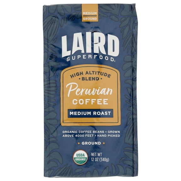 Laird Superfood Peruvian Coffee, Ground, Medium Roast, 12 oz (340 g)