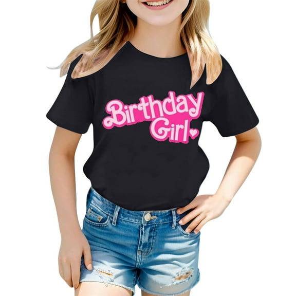 Hienoo Toddler Girls Birthday T Shirt Letter Print Short Sleeve T-Shirt Casual Summer Tee