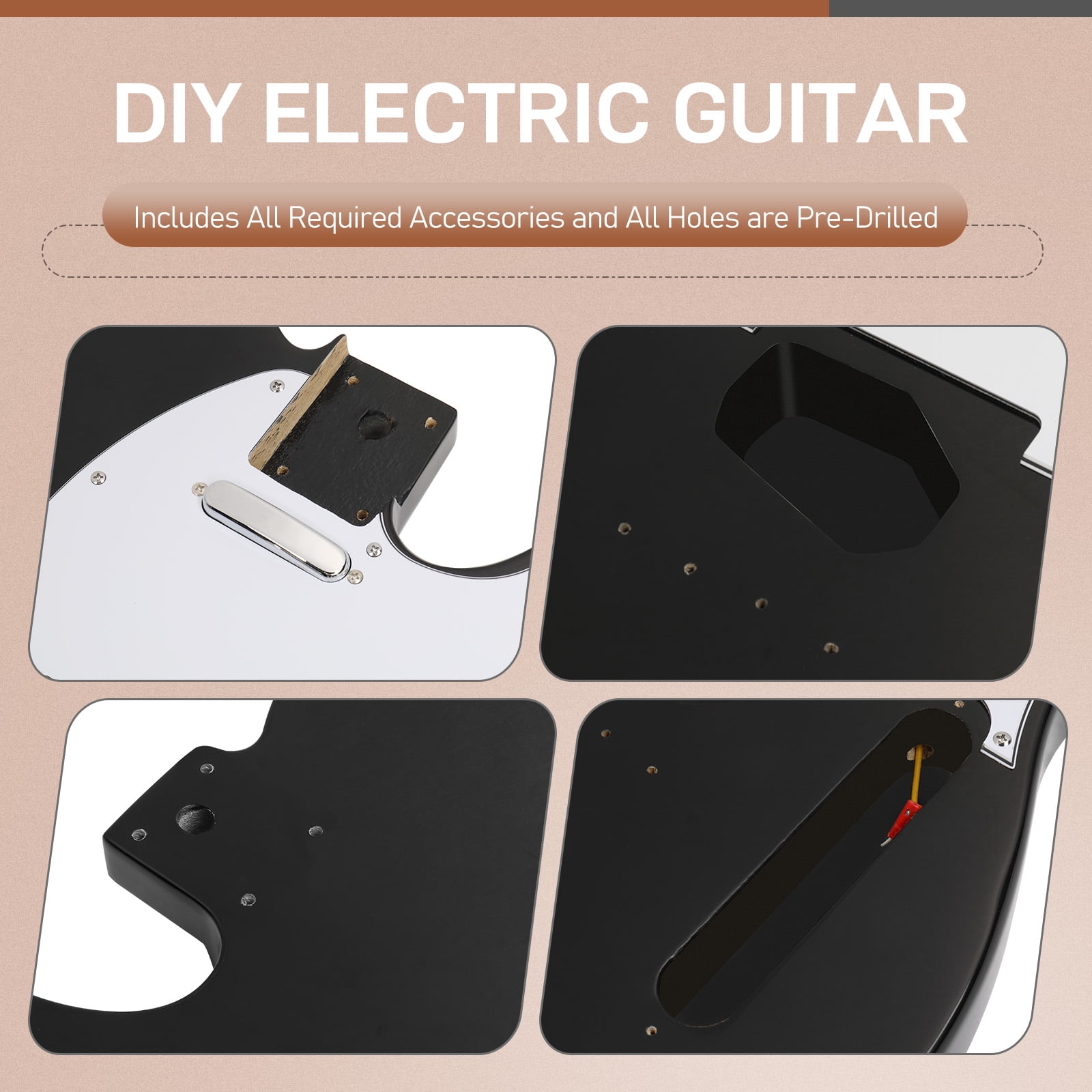 Ktaxon DIY Electric Guitar Kit, 6 String TL Style Electric Guitar Kits with Mahogany Body, Maple Neck and Accessories Black