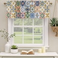 thumbnail image 2 of 2 Pack Valances for Window, Vintage Mediterranean Short Curtains for Kitchen Bedroom Living Room, Blue and Yellow Tiles Texture Rod Pocket Small Window Treatment Valance Drapes 54 x 18 Inch, 2 of 8