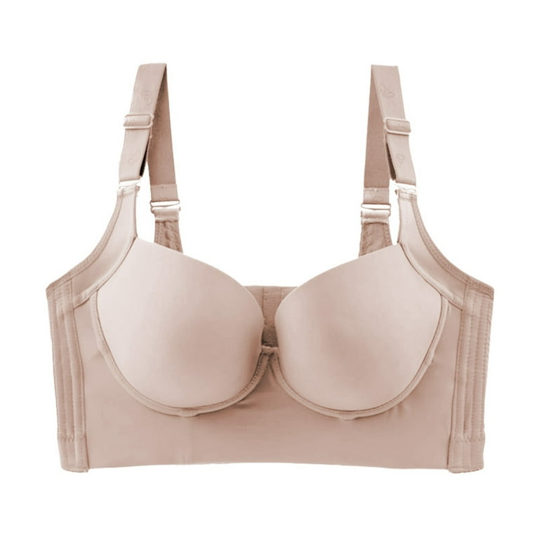 TQWQT Padded T Shirt Bras for Women Full-Coverage Wirefree Bra, Adjustable  Shoulder Straps Bra for Everyday Wear,Complexion 40C