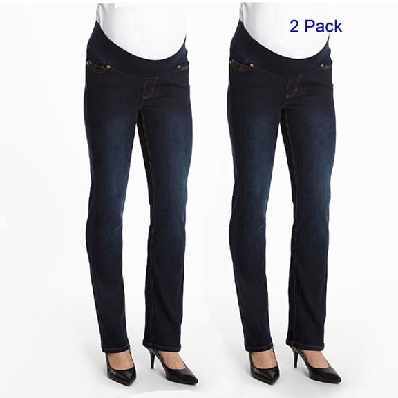 Times Two Super Soft Underbelly Five Pocket Straight Leg Maternity Jean | Plus-size 2-pack