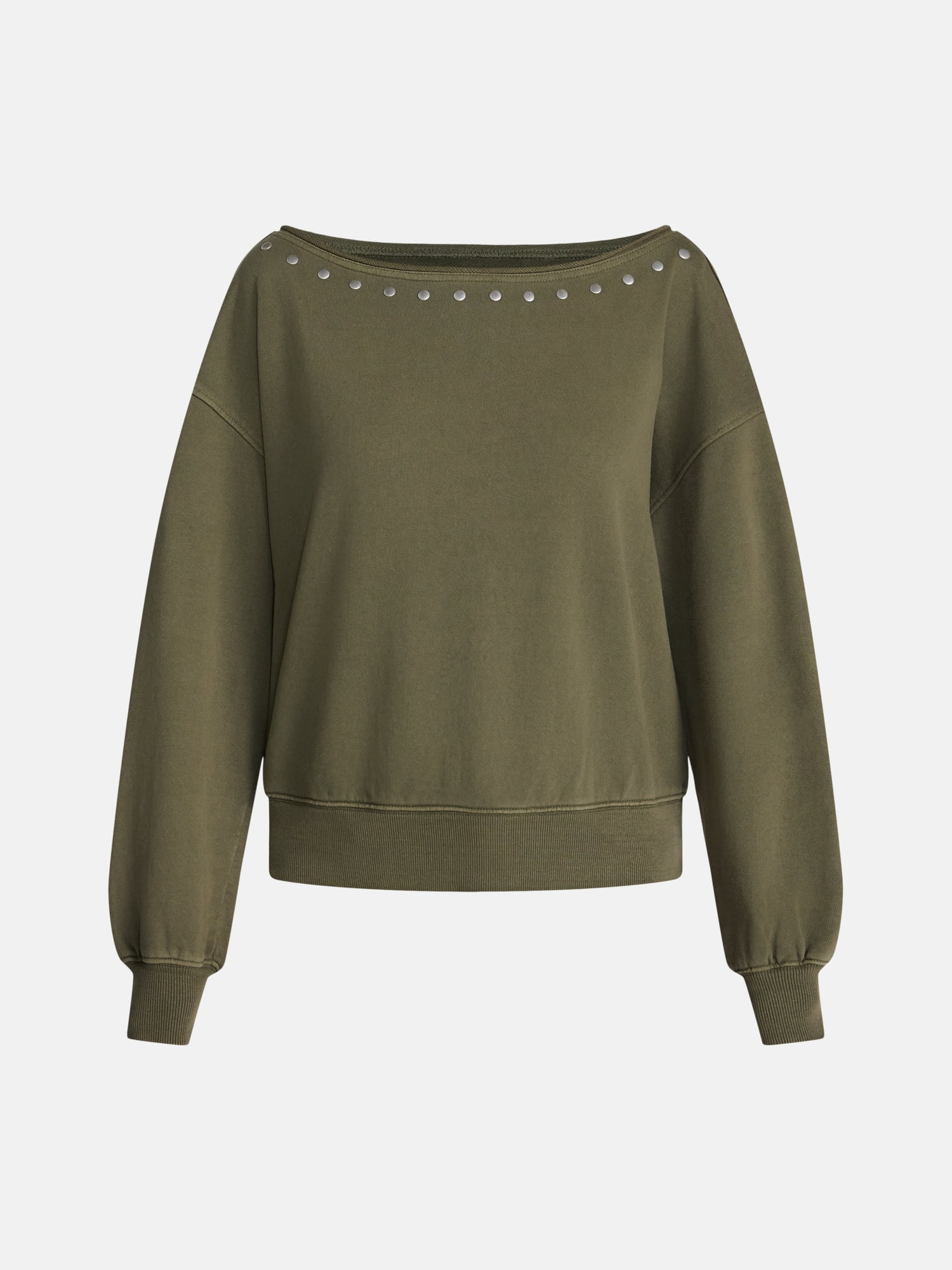 Madden NYC Women's Studded Off The Shoulder French Terry Sweatshirt, Sizes XXS-XXL