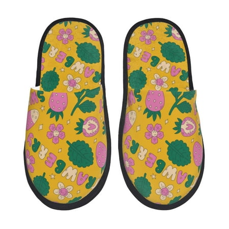 

House Slippers for Women and Men Cute Strawberry Carrot Vegetable Comfy Fuzzy Bedroom Slippers Furry Home Shoes for Indoor Outdoor