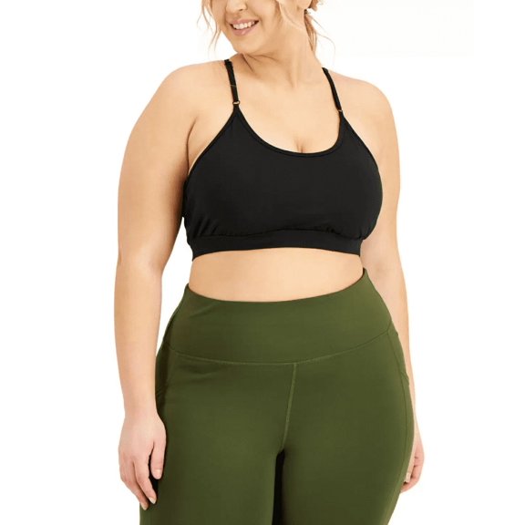 Id Ideology Womens Plus Size Low Impact Sports Bra, Black, 3X