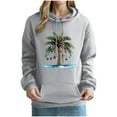 thumbnail image 2 of Women's Hoodies Christmas Tree Print Long Sleeves Pullover Hoodie Oversized Cozy Fall Winter Sweatshirt with Kangaroo Pocket, 2 of 4