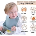 thumbnail image 2 of Baby Bibs, 3pcs Silicone Feeding Bibs For Babies And Toddlers, Waterproof Weaning Bib, Bpa Free Soft Adjustable Wide Food Crumb Catcher Pocket(cream/b, 2 of 5