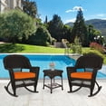 thumbnail image 2 of Jeco 3pc Wicker Rocker Chair Set in Espresso with Orange Cushion, 2 of 11