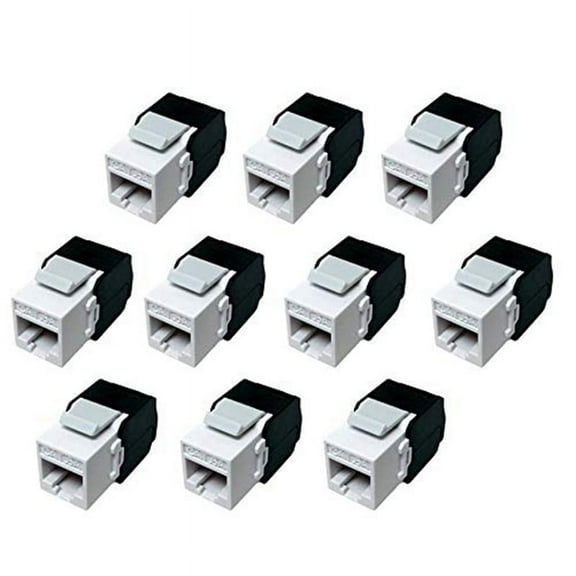 10Pack Cat6A RJ45 Jack Cat6 Compatible 180 Degree Toolless Ethernet Wall Jack Cat6A Network Coupler