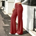 thumbnail image 5 of Tqcoqu Women's Cotton Linen Flare Pants,High Waist Wide Leg Button Zip Pants with Pockets,Casual Straight Flared Trousers, 5 of 6