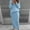 Sky Blue, variant on YWDJ Women Skirts Knee Length Casual Solid Color Round Neck Long Sleeve Cable Knitted Warm Two-Piece Skirt Sweater Suit Set Purple XXXL