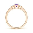 thumbnail image 2 of ANGARA Natural Three Stone Amethyst and Diamond Ring with Accents in 14K Rose Gold for Women (Size-6x4mm) | February Birthstone, Birthday, Anniversary, Jewelry Gift for Women | Natural Amethyst Ring, 2 of 8
