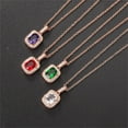 thumbnail image 6 of SDJMa Rose Gold Chain Square Zircon Necklace Pendant Women Multicolor Necklace Single Full Diamond Pendant, Adjustment Chain for Crystal Necklace, 6 of 9