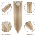 thumbnail image 2 of MY-LADY 8PCS Synthetic Clip in Hair Extensions Double Weft Full Head HairPiece Straight Natural Black Brown Blonde, 2 of 8