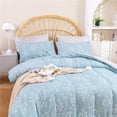 thumbnail image 5 of DBOZE Bed in a Bag 3 Pieces Cotton Blend Comforter Sets, All Season Bedding Sets with Comforter and Pillowcases, All Season Down Alternative Ultra Soft Bedding. Blue/White,King, 5 of 5