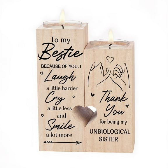 Unbiological Sister Candle Holder，Heart Shaped Candlestick Wooden DIY Candle Holder Woodiness Candlestick Holder Wood Birthday Heart Candles for Kids Candlestick Holders to Be Kitchen Decor